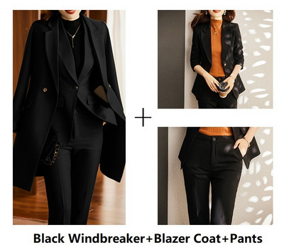 Ametlik äri Naiste kostüümid Kangas Sügis Talv Professionaalne Kvaliteetne Kontoritöörõivad Pükste komplekt Püksteülikonnad Bleiserid