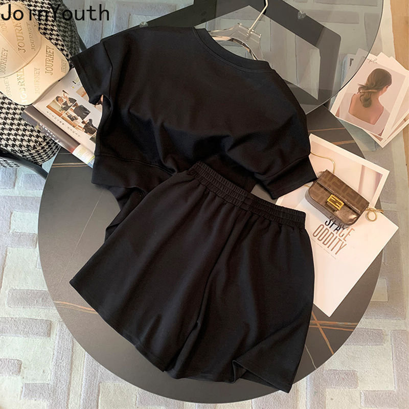 Îmbrăcăminte de vară pentru femei Set 2 piese Diamond cu mânecă scurtă Topuri supradimensionate Pantaloni scurți casual Ținute Roupas Femme Costum la modă 27o463