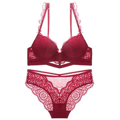 Új francia szexi csipke összehúzó felső támasztó melltartó Női fehérnemű lány melltartó felső vékony alsó vastag melltartó szett