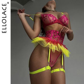 Εσώρουχα Ellolace Ruffle Heart Sissy Ερωτικά εσώρουχα χωρίς ραφές Fairy Luxury Intimate Garter Ζώνη Valentine Ένδυση χρώματος αντίθεσης