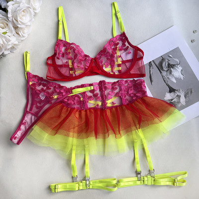 Ellolace fodros szív fehérnemű Sissy erotikus varrat nélküli fehérnemű Tündér luxus intim harisnyakötő öv Valentin kontraszt színű ruha