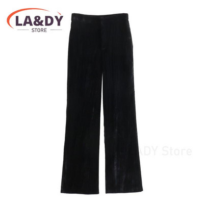 Sieviešu 2024. gada rudens ziemas modes pogu kabatas ar garām piedurknēm samta žakete + ikdienas bikšu komplekti ar augstu jostasvietu sievietēm