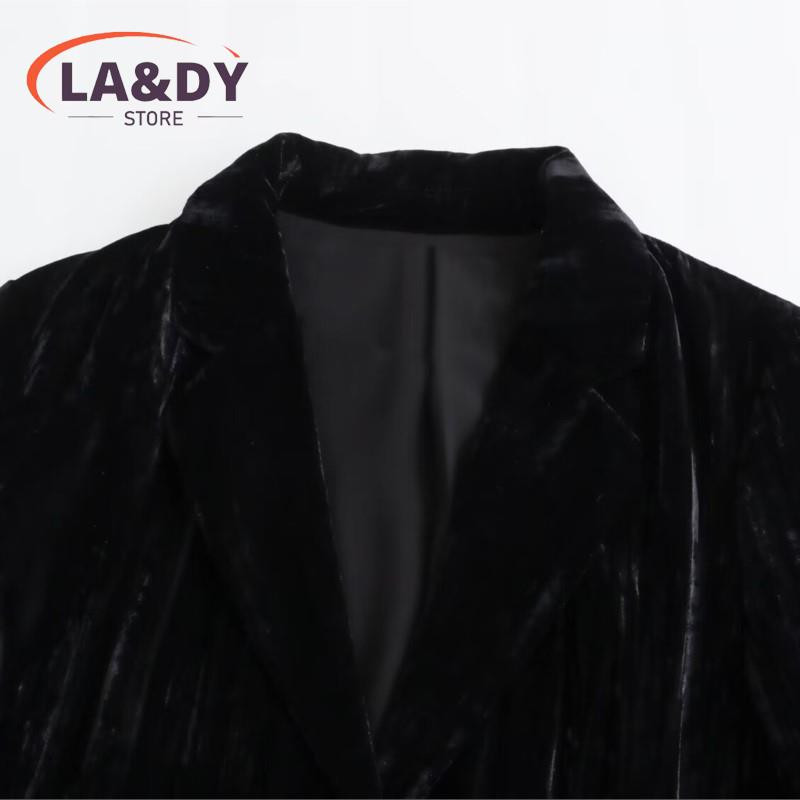 Sieviešu 2024. gada rudens ziemas modes pogu kabatas ar garām piedurknēm samta žakete + ikdienas bikšu komplekti ar augstu jostasvietu sievietēm