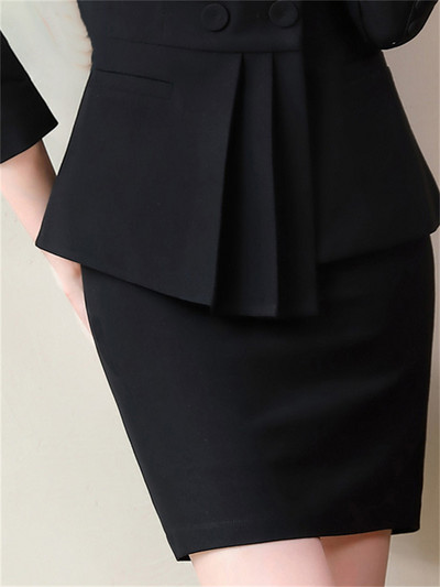 Yitimuceng Sieviešu biroja sieviešu bikškostīmi divdaļīgs komplekts asimetrisks, garām piedurknēm, tievs formāls žakete uzvalki ar augstu jostasvietu