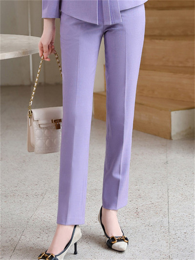 Yitimuceng Sieviešu biroja sieviešu bikškostīmi divdaļīgs komplekts asimetrisks, garām piedurknēm, tievs formāls žakete uzvalki ar augstu jostasvietu