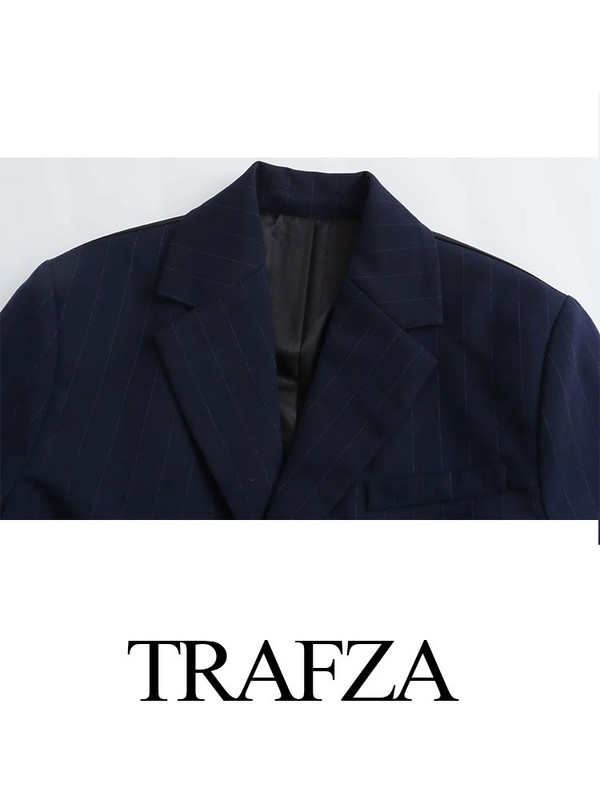 TRAFZA komplektid naistele, mood uus ülikonnakrae, valge ääris, lahtised kärbitud bleiserid + mitmekülgsed laia säärega naiste püksid