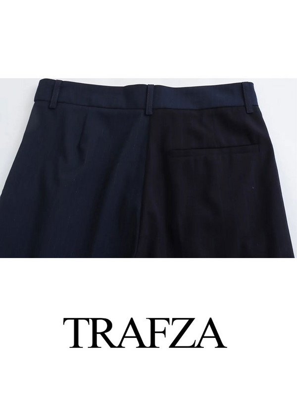 TRAFZA komplektid naistele, mood uus ülikonnakrae, valge ääris, lahtised kärbitud bleiserid + mitmekülgsed laia säärega naiste püksid