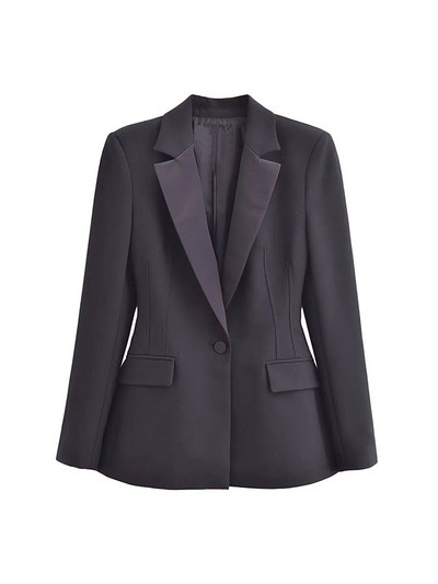 Nlzgmsj TRAF 2024 Naiste pükskostüüm, bleiser, naiste pükskostüüm, must soliidne pidulik jakk, püksid, naiste tööriided, 2-osaline komplekt naistele