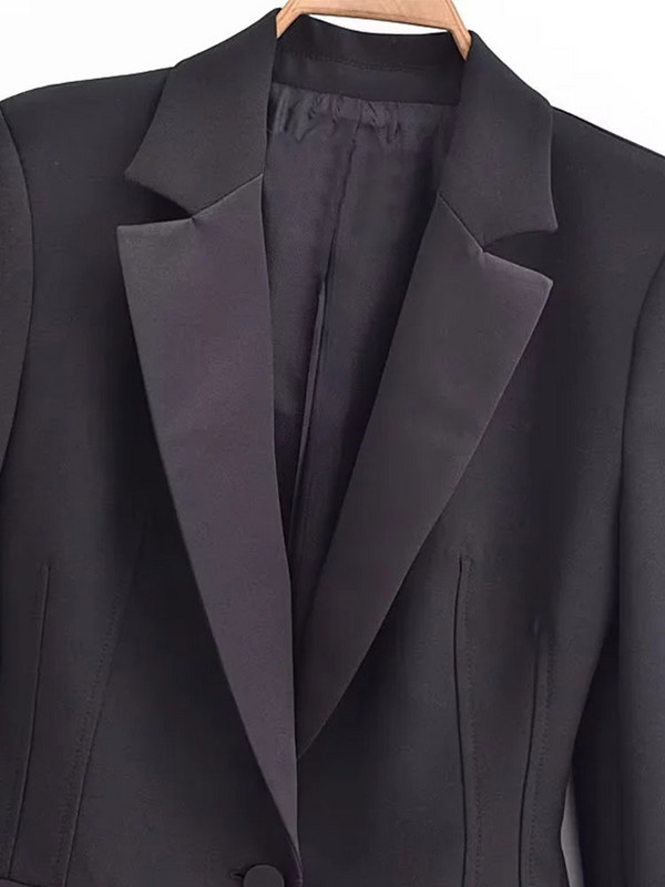 Nlzgmsj TRAF 2024 Naiste pükskostüüm, bleiser, naiste pükskostüüm, must soliidne pidulik jakk, püksid, naiste tööriided, 2-osaline komplekt naistele