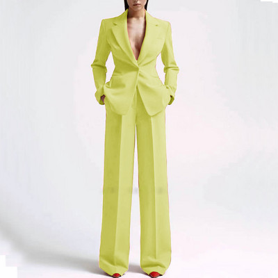 Alkalmi női öltönyök irodai karcsúsított női 2 db-os blézer+nadrág szett Blézer női munkaruha buli nadrág zsebbel