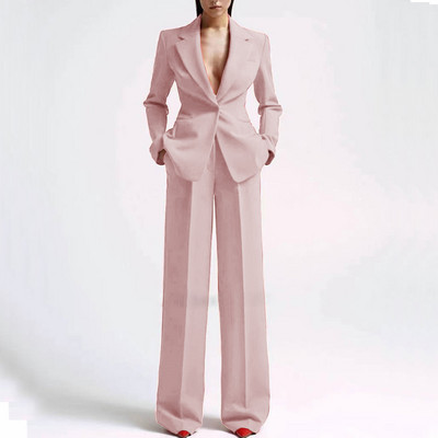 Alkalmi női öltönyök irodai karcsúsított női 2 db-os blézer+nadrág szett Blézer női munkaruha buli nadrág zsebbel