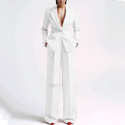 Alkalmi női öltönyök irodai karcsúsított női 2 db-os blézer+nadrág szett Blézer női munkaruha buli nadrág zsebbel