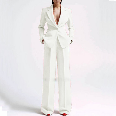 Alkalmi női öltönyök irodai karcsúsított női 2 db-os blézer+nadrág szett Blézer női munkaruha buli nadrág zsebbel