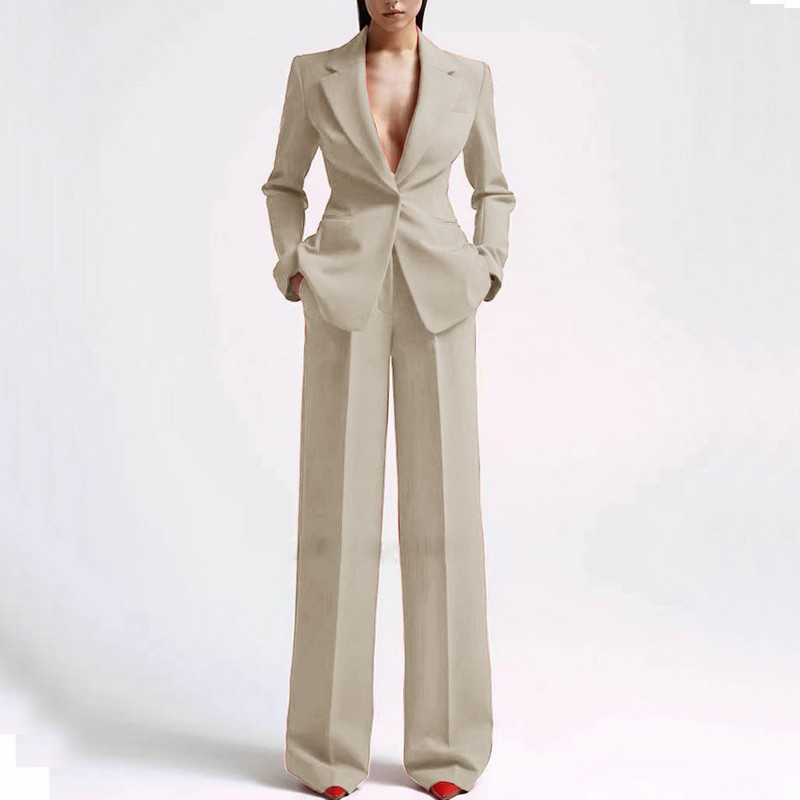 Alkalmi női öltönyök irodai karcsúsított női 2 db-os blézer+nadrág szett Blézer női munkaruha buli nadrág zsebbel