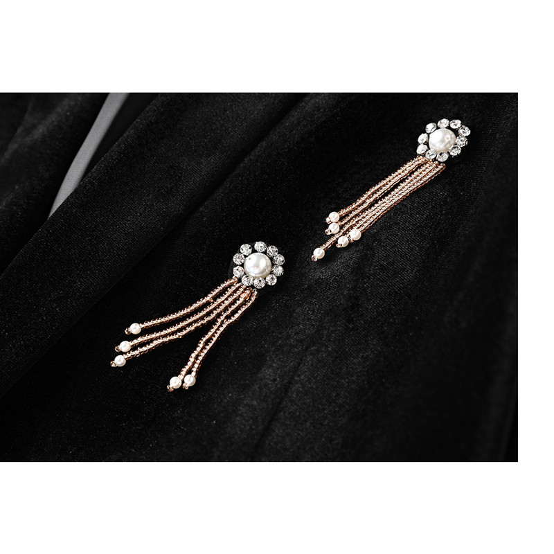 Uus sügistalvine luksuslik must sametkangas kvaliteet teemandid helmed naistele 2 tk bleiseri ülikonnad High Street, topeltkomplektid