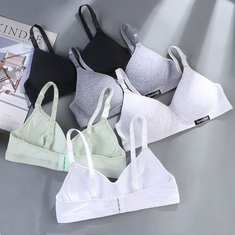 Uus mood Lihtne puuvillane tüdruku rinnahoidja aluspesu Üliõpilasrinnahoidja Teismeliste õhuke osa ilma terasrõngata Mugav magamisrinnahoidja spordivest