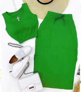 Divdaļīgi komplekti Sieviešu tērpiem Modes Vasaras vienkrāsains Apaļa Kakla Tops Bez Piedurknēm