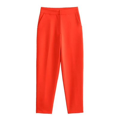 TRAFZA 2024 kevadsuvise kontori daami soliidsed ülikonnad, moodsad sälgud õlgu kehitavad bleiserid + rippuvad kaelavestid + stiilsed pliiatsiga pikad püksid