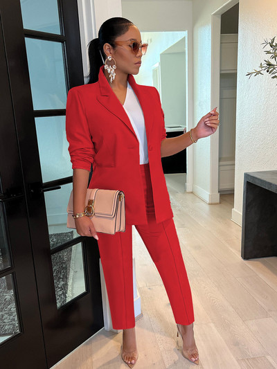 CM.YAYA elegantne soliidne bleiserülikond ja püksid, 2-osaline komplekt naistele 2023. aasta sügistalve klassikaline OL Street Outfit dressipluus