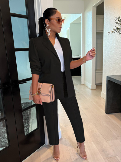 CM.YAYA elegantne soliidne bleiserülikond ja püksid, 2-osaline komplekt naistele 2023. aasta sügistalve klassikaline OL Street Outfit dressipluus