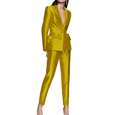 Női egygombos karcsúsított öltöny masnival, parti szmoking, női blézer, kiváló minőségű, 2 db