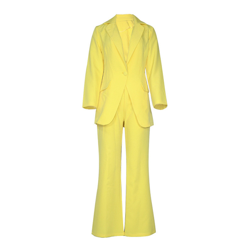 Eiropa un Amerika Pavasara un rudens vienas pogas kabatas jaka ikdienas bikses Sieviešu divdaļīgs bikšu uzvalks biroja karjeras uzvalks