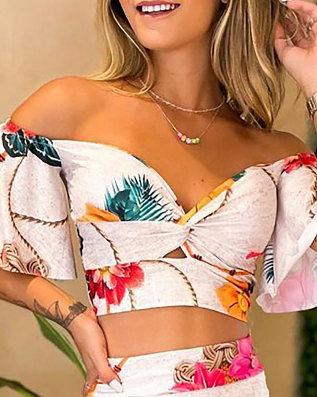 Nyári ruha szexi kétrészes készletek Nyomtató felsők és ruha nők számára