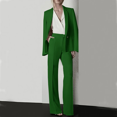 Moodne naiste pükskostüüm pidulik naiste kontorinaiste tööriietus, bleiser ja püksid, lilla, must, 2-osaline taskuga komplekt