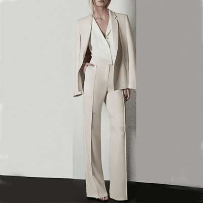 Moodne naiste pükskostüüm pidulik naiste kontorinaiste tööriietus, bleiser ja püksid, lilla, must, 2-osaline taskuga komplekt