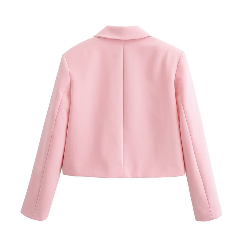 TRAFZA 2024 Ženska proljetna uredska odijela, sakoi s jednim kopčanjem + hlače s remenom s patentnim zatvaračem, Elegantni šik ružičasti ženski ležerni kompleti