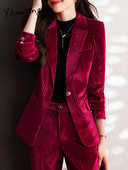 Yitimucengi naiste ülikonnad kontorikomplektid, pikkade varrukatega klassikalised ühe nööbiga bleiserid + kõrge vöökohaga pükskostüümid.