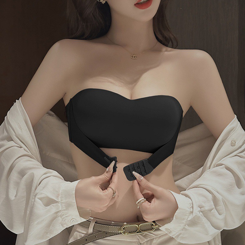 Lenjerie de corp fără bretele pentru femei, anti-alunecare, sâni mici push-up, top tub mare, sutien frumos pentru spate, sutien invizibil anti-expunere