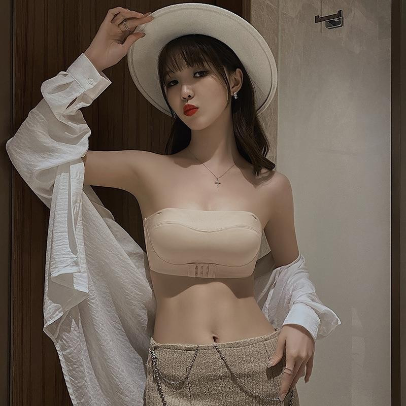 Lenjerie de corp fără bretele pentru femei, anti-alunecare, sâni mici push-up, top tub mare, sutien frumos pentru spate, sutien invizibil anti-expunere