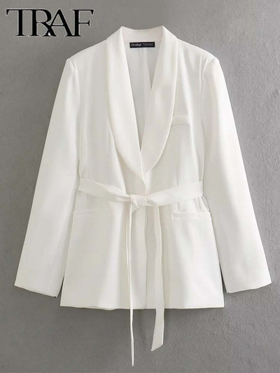 TRAF sieviešu uzvalku garu bikšu komplekti sievietēm 2 dab. Mode biroja jostas žakete, formāls jauns divdaļīgs komplekts, sieviešu apģērbs