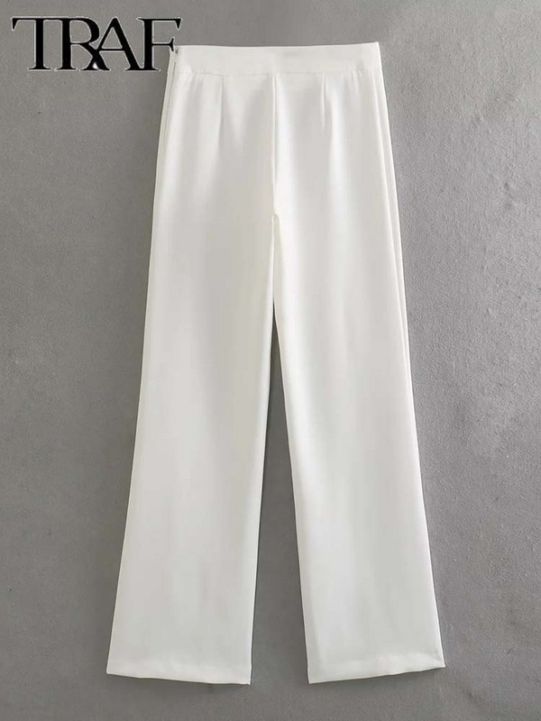 TRAF sieviešu uzvalku garu bikšu komplekti sievietēm 2 dab. Mode biroja jostas žakete, formāls jauns divdaļīgs komplekts, sieviešu apģērbs