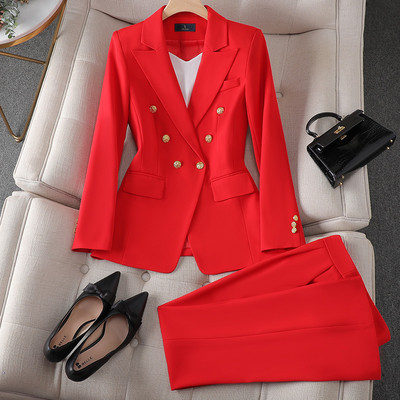 ZJYT Office Lady Costume dama Blazer Pantaloni Set 2 piese Conjuntos Para Mujeres Elegant Business Plus Size Pantaloni asortati