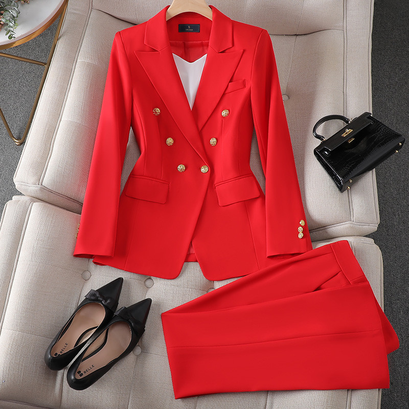 ZJYT Office Lady Costume dama Blazer Pantaloni Set 2 piese Conjuntos Para Mujeres Elegant Business Plus Size Pantaloni asortati