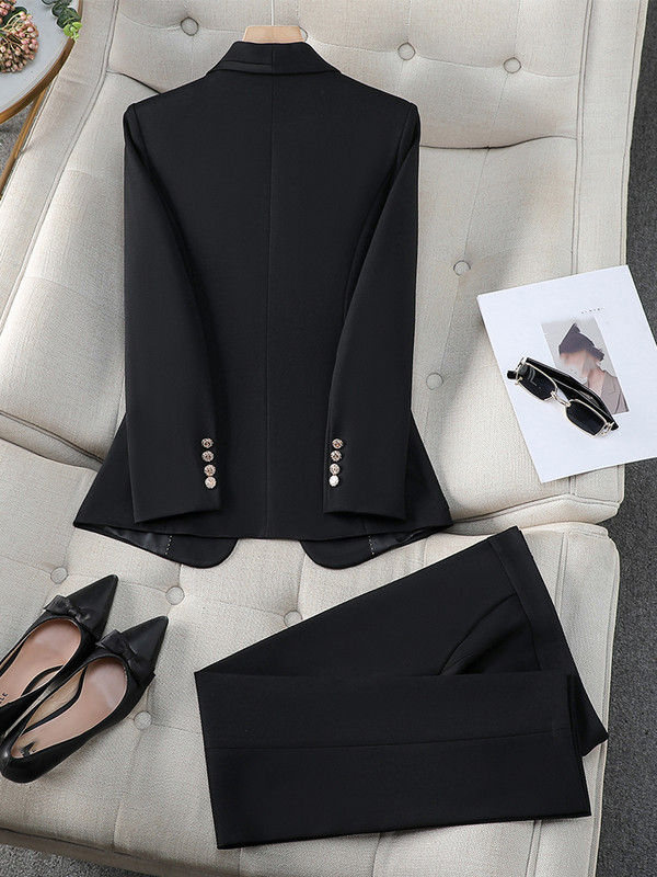 Modes zils, haki melns sieviešu darba apģērbs, žakete, sieviešu uzvalks, sieviešu, jaka un bikses, 2 daļ. komplekts rudens ziemai