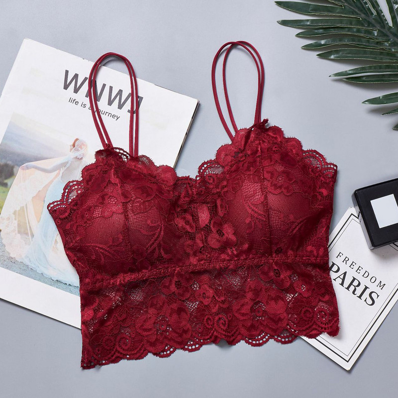 Naiste pitsist rinnahoidja Õmblusteta aluspesu Seljata vest Seksikas Push Up pesu Polsterdatud Bralette Suvine Naiste Intiimsed Sport Kärpinud topid