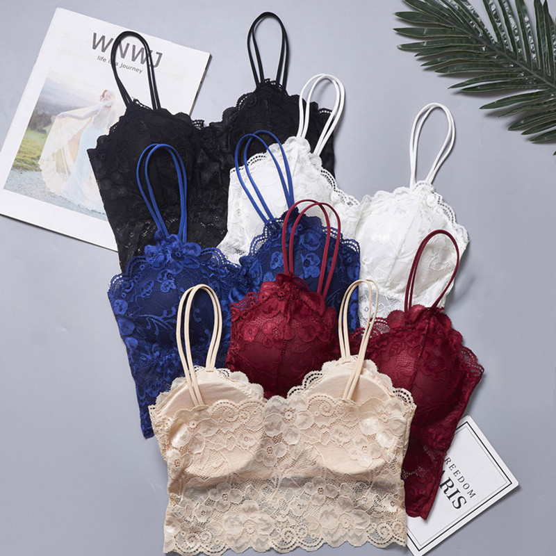 Naiste pitsist rinnahoidja Õmblusteta aluspesu Seljata vest Seksikas Push Up pesu Polsterdatud Bralette Suvine Naiste Intiimsed Sport Kärpinud topid