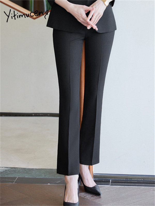 Yitimuceng sarkans uzvalks sievietēm, 2023. gada jauns modes biroja sieviešu uzvalki ar garām piedurknēm, bleizeri, retro stila taisni bikses