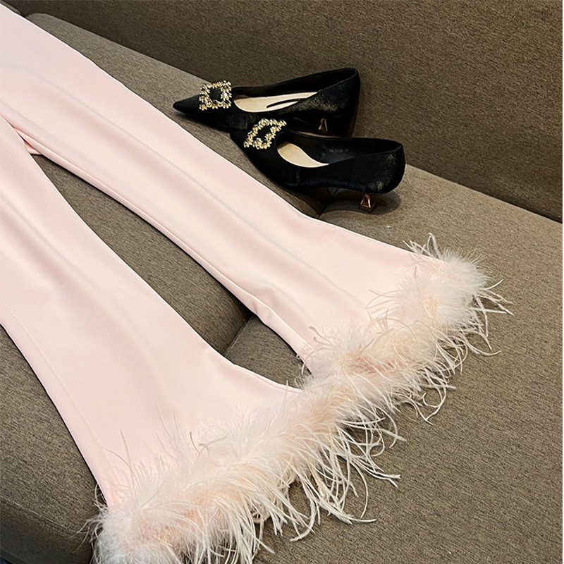 2023. aasta moe naiste soodusmüük Roosa jaanalinnu juuste lapiga V kaelus Kaheosaline disainitud kontorinaise äriülikond