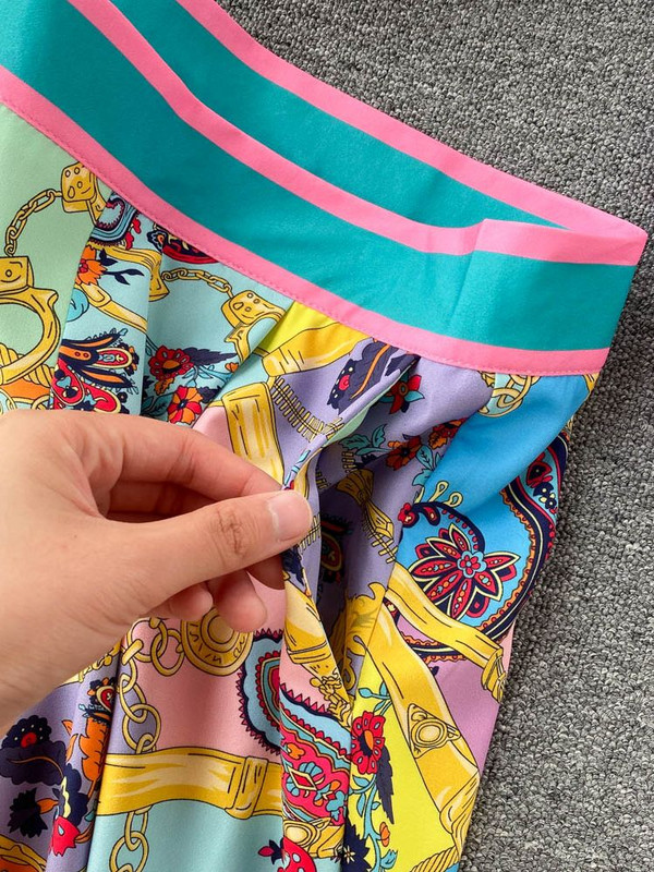 Naiste mood Luksuslik kettprinteriga särk top + täispikk püksid sügiskontrast värvi pikkade varrukatega nööbid pluus 2-osaline komplekt