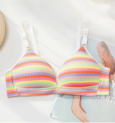 2024. gada jauns Rainbow krūšturis, kokvilnas plānais krūšturis, mazs krūšturis bez tērauda gredzena, mīksts krūšturis studentu saldais krūšturis