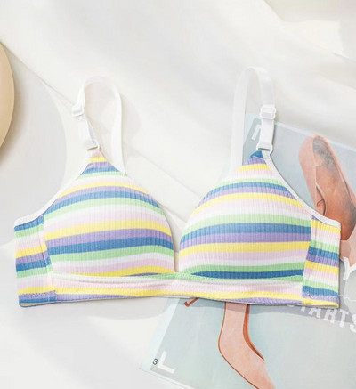 2024. gada jauns Rainbow krūšturis, kokvilnas plānais krūšturis, mazs krūšturis bez tērauda gredzena, mīksts krūšturis studentu saldais krūšturis