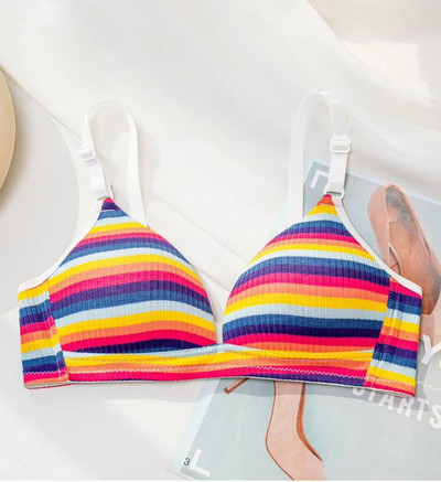 2024. gada jauns Rainbow krūšturis, kokvilnas plānais krūšturis, mazs krūšturis bez tērauda gredzena, mīksts krūšturis studentu saldais krūšturis