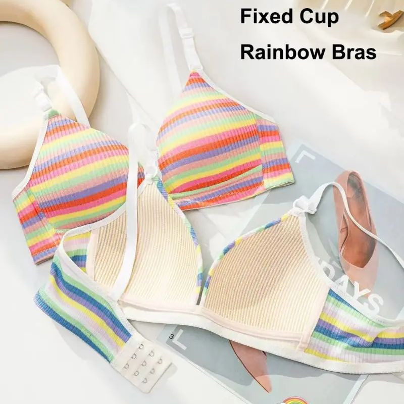 2024. gada jauns Rainbow krūšturis, kokvilnas plānais krūšturis, mazs krūšturis bez tērauda gredzena, mīksts krūšturis studentu saldais krūšturis