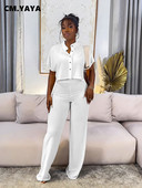 CM.YAYA Set de damă Street Fashion Cămașă cu mânecă scurtă și pantaloni largi 2023 2023 Set 2 piese ținută Trening