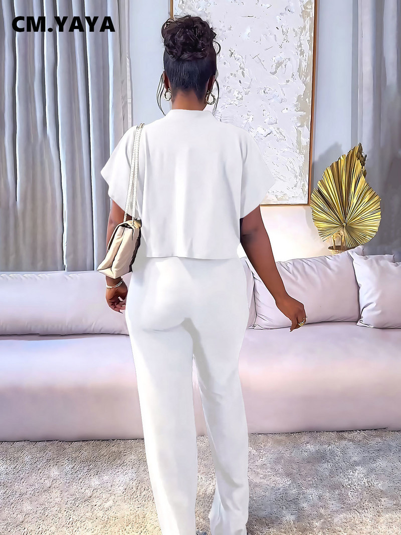 CM.YAYA Set de damă Street Fashion Cămașă cu mânecă scurtă și pantaloni largi 2023 2023 Set 2 piese ținută Trening