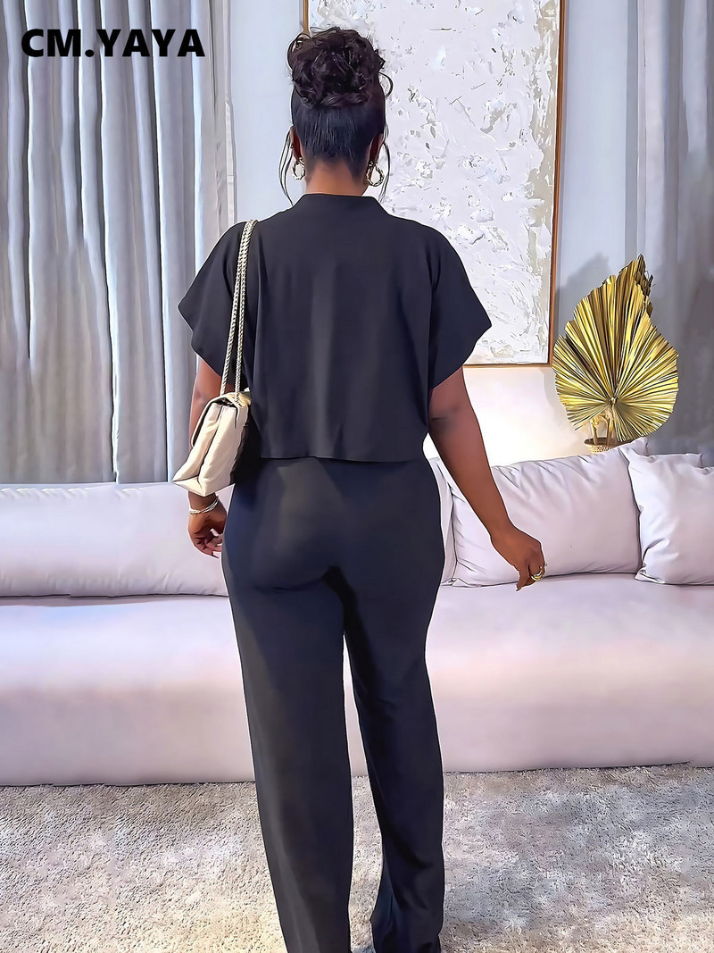 CM.YAYA Set de damă Street Fashion Cămașă cu mânecă scurtă și pantaloni largi 2023 2023 Set 2 piese ținută Trening
